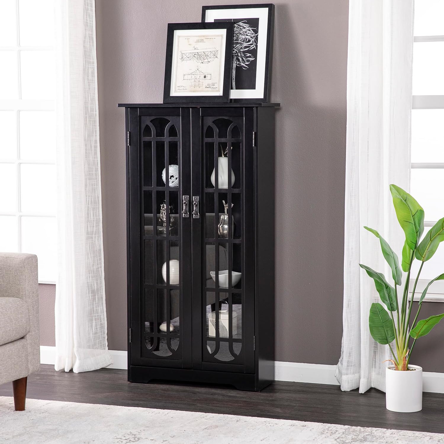 SEI Furniture Window Pane Media Cabinet