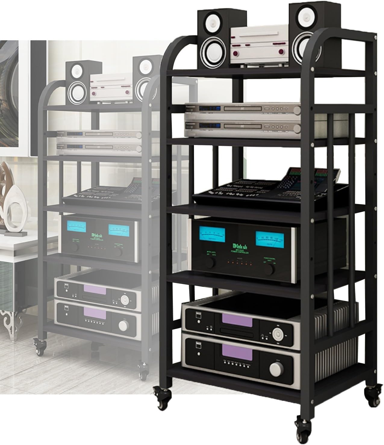 YLQFGUVWK Removable AV Media Stand Corner Frame Component Cabinet Stereo Rack Sound Tower