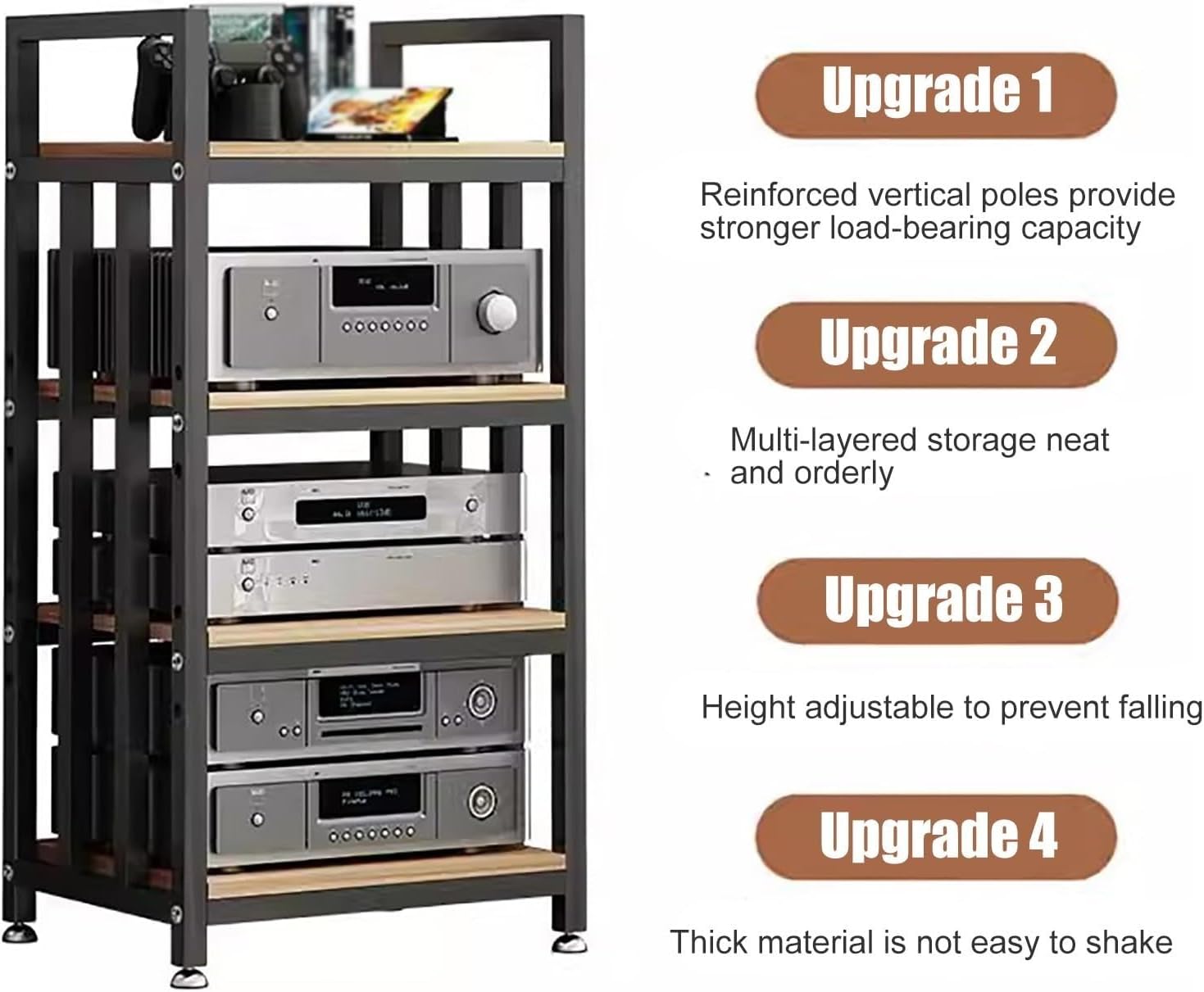 Modern Audio-Video Shelving 4 Shelf Unit Racks