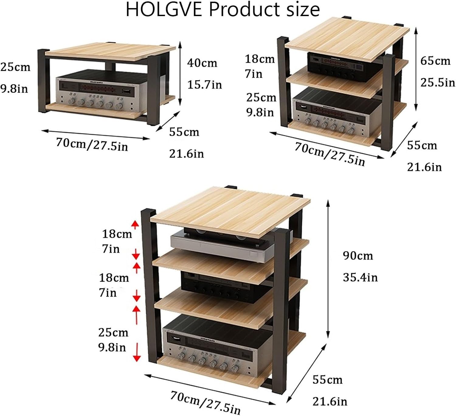 HOLGVE 2/3/4 Tier AV Media Stand