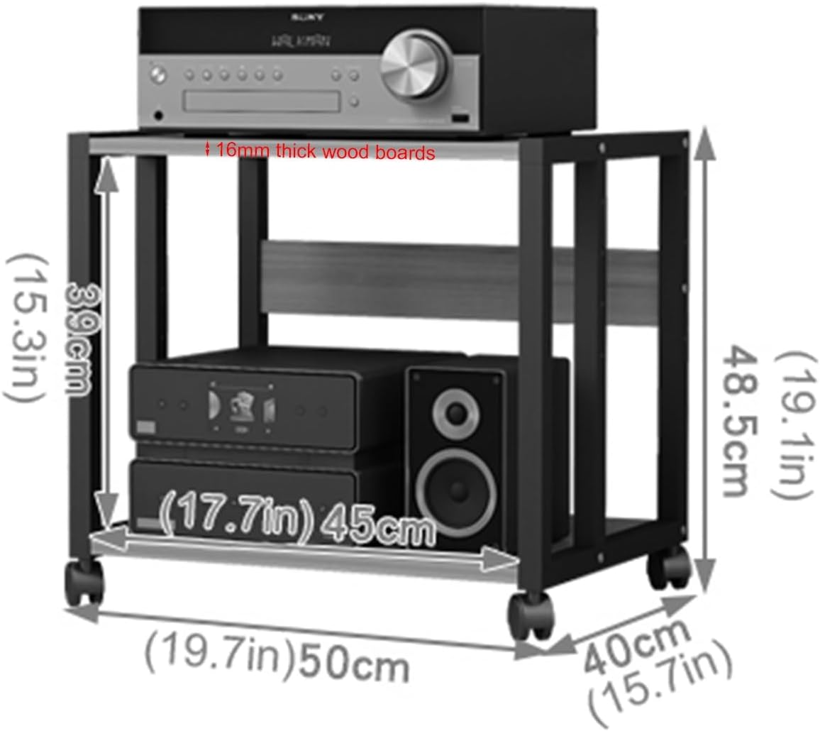 Media Storage Cabinet Stereo Rack with Caster Wheels