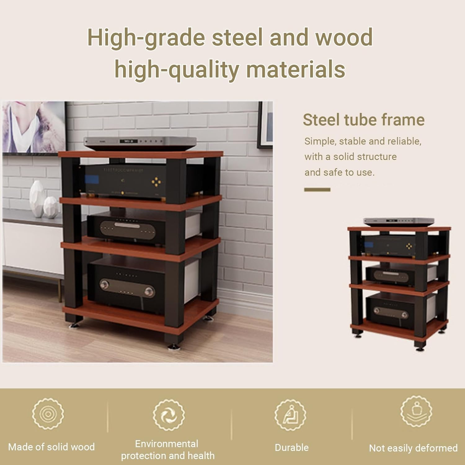 YITAYMLI 1/2/3/4 Tier Tower AV Stereo Cabinet Stand Modern Media Storage Shelf Cabinet Adjustable Shelves Floor Freestanding Audio Video Media Home