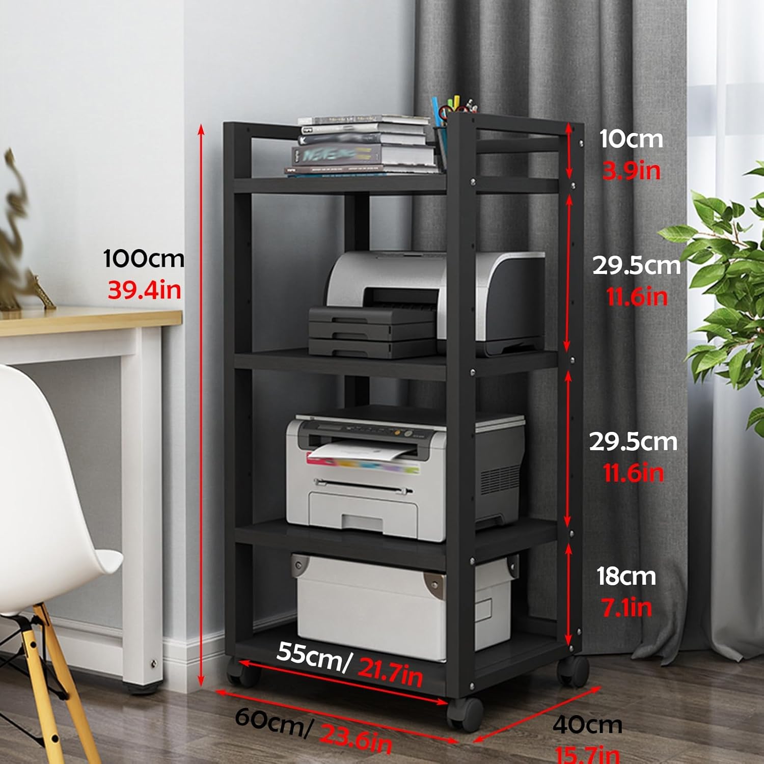 4 Tier Adjustable Audio Cabinet/Corner Bookcase