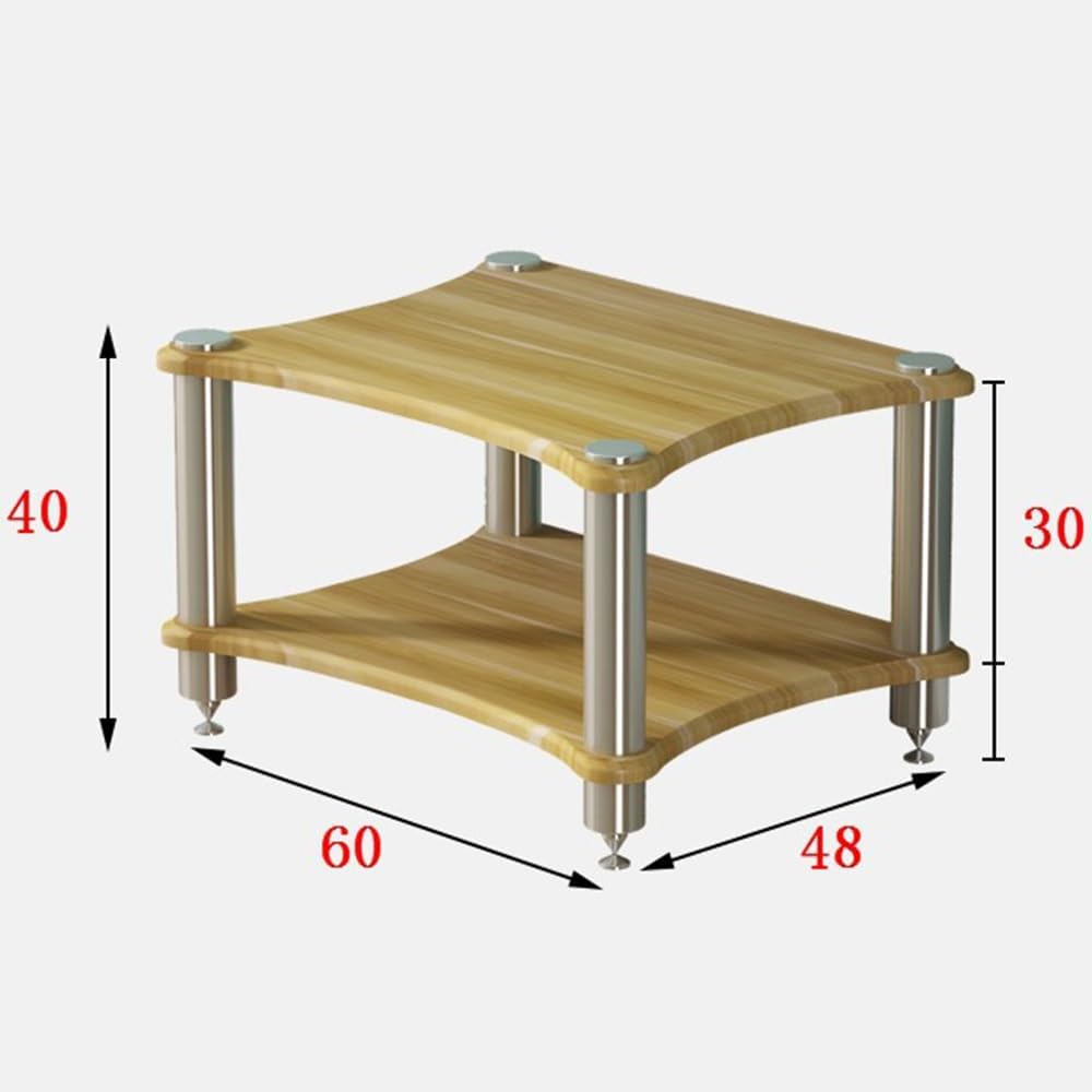 2-Tier AV Media Stand - Wooden Audio Rack for Home/Office