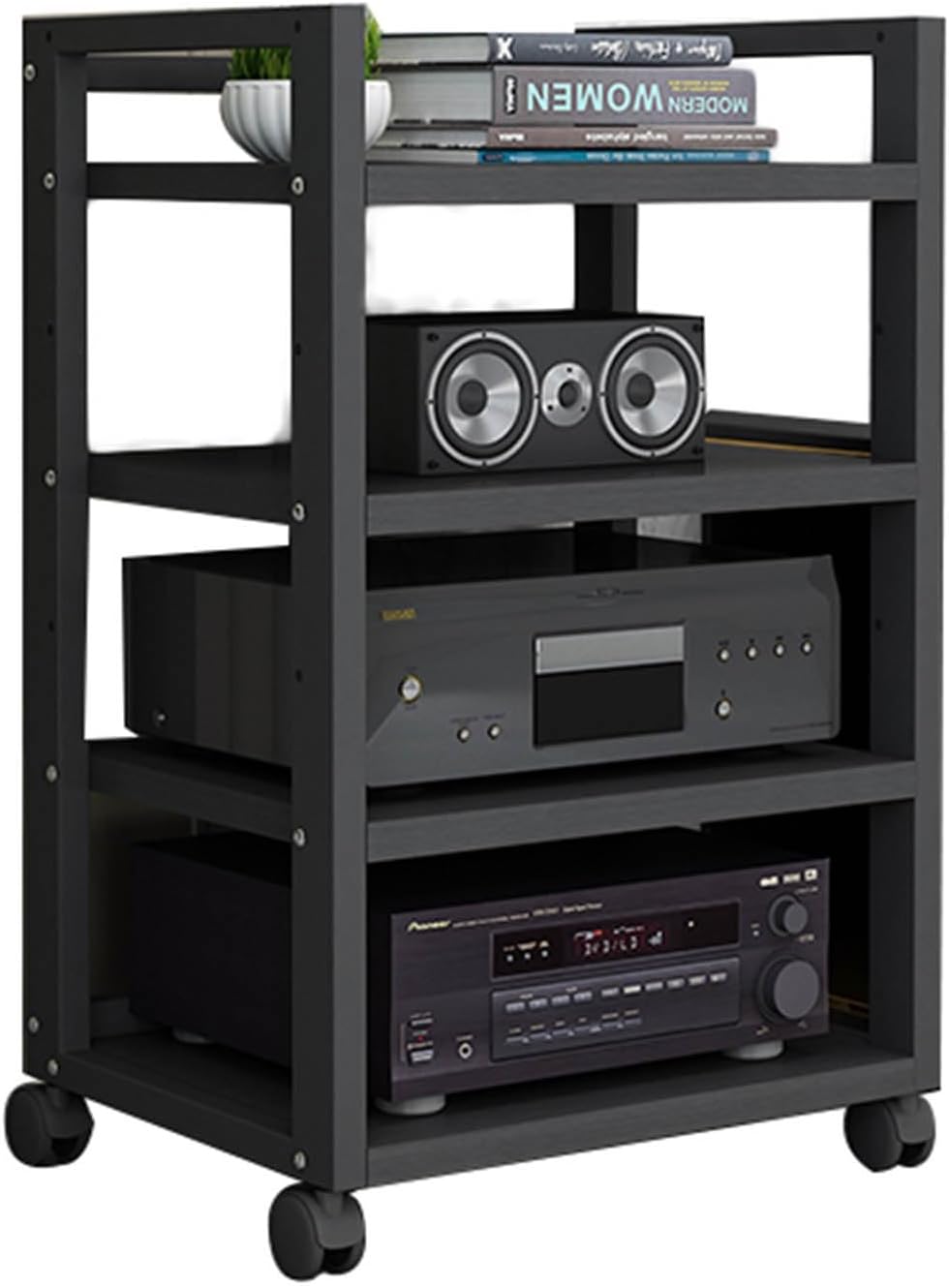 WUHUQN Media Stand 4-Tier Media Storage Cabinet