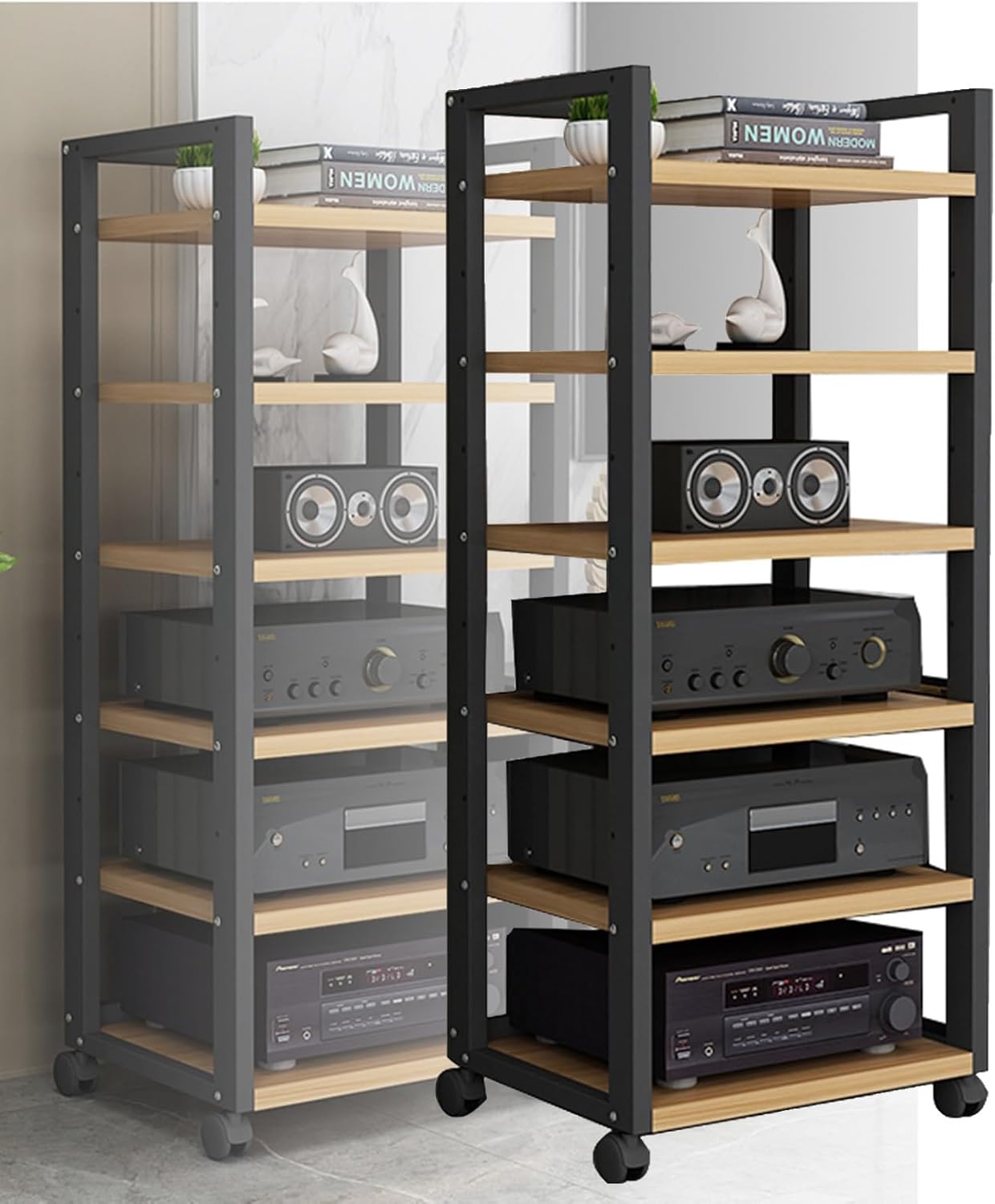 YLQFGUVWK AV Media Stand Corner Rack 6-Layer