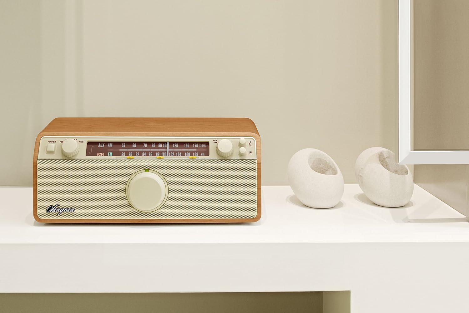 Sangean WR-12 AM/FM/Aux-in Stereo Analog Wooden Cabinet Radio (Walnut)