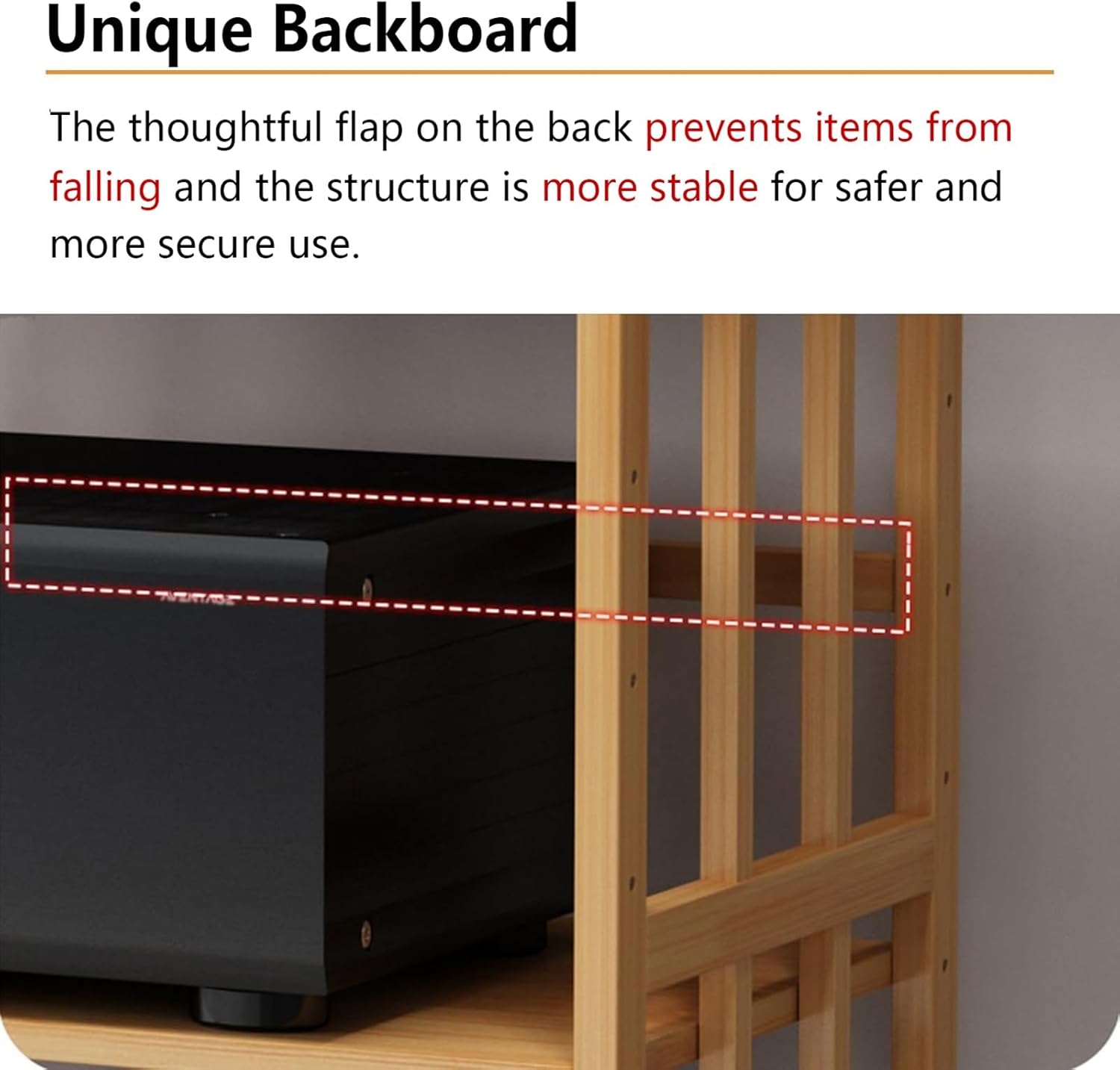 XingLi Wooden 3 Tier Audio Rack CD Media Player Stand Audio/Video Component Cabinet Floor-Standing Movable Storage Shelf for Living