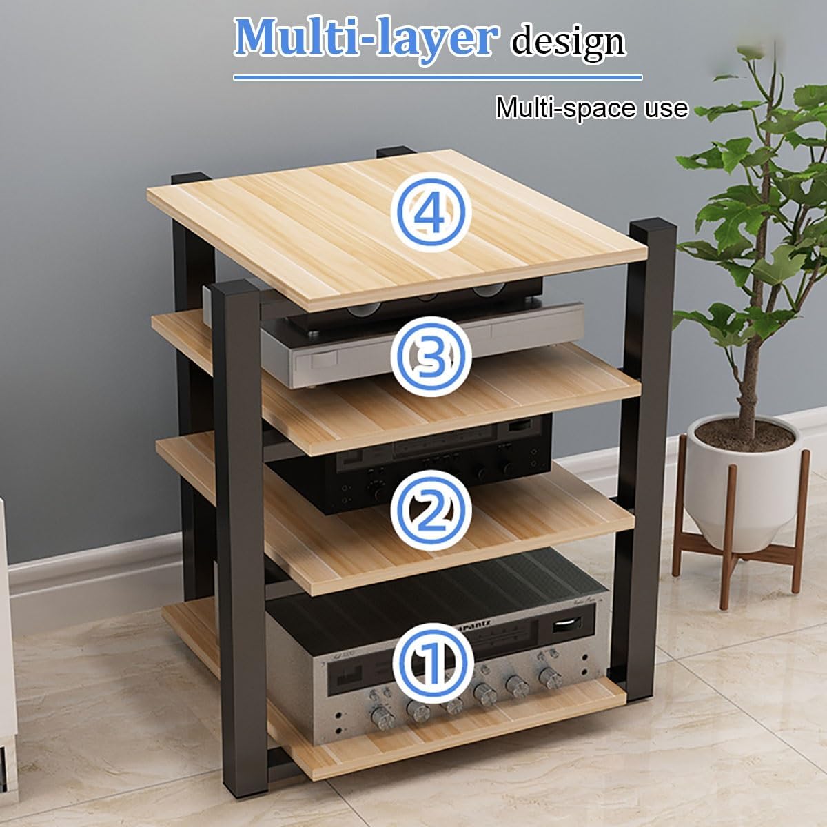 2.3.4 Tier AV Media Stand - Stereo Audio Rack