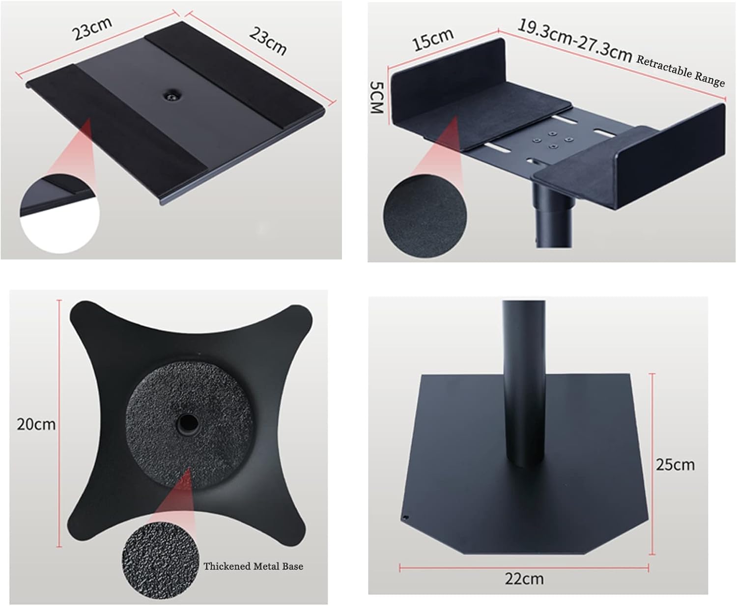 MIQXUAN Speaker Stands Heavy Duty Speaker Stand Desktop Surround Sound Stand Bookshelf Box Desktop Speaker Stand Monitor Surround Shelf Lift Tripod Speaker Mount Bracket (Color : Gold)