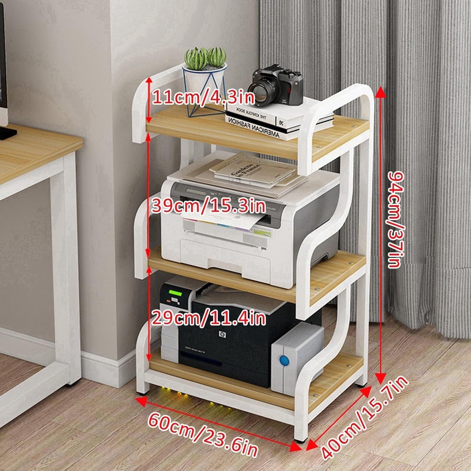 HUANGYANGZ 3-Tier Floor-Standing AV Media Stand with Adjustable Shelves