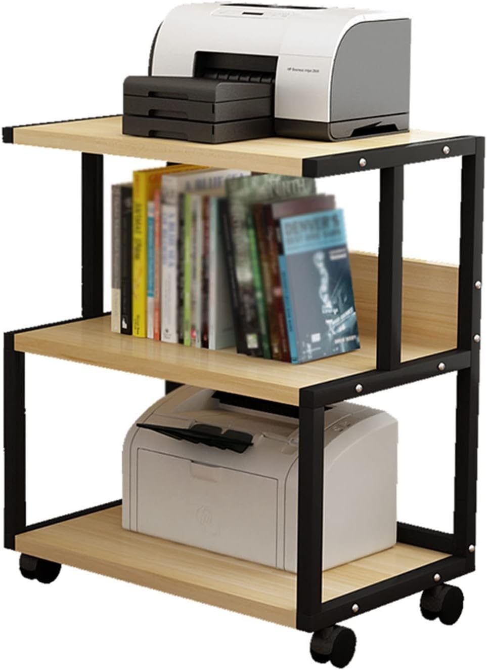Multi-Tier Audio Rack with Wheel HiFi AV Cabinet Mobile Kickstand CD Rack Media Storage Shelf Protects and Organizes Your Valuable Music