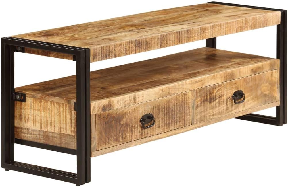 FAMIROSA Reclaimed Wood TV Stand Storage Cabinet with 2 Drawers