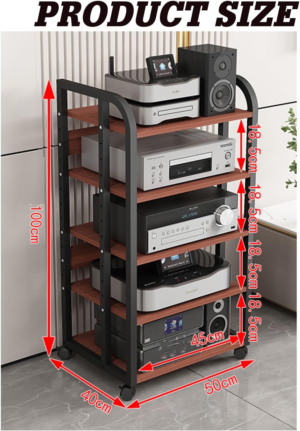 5-Tier AV Media Cabinet Stand Component Cabinet