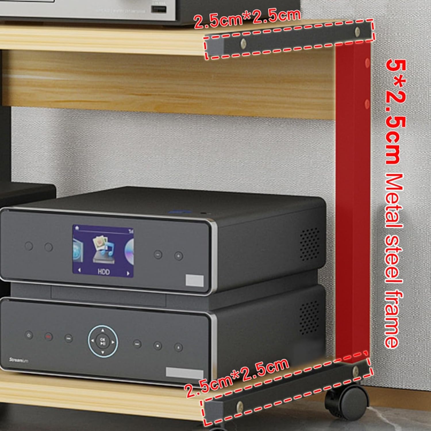 SDdPulse AV Media Stand with Mobile Wheels