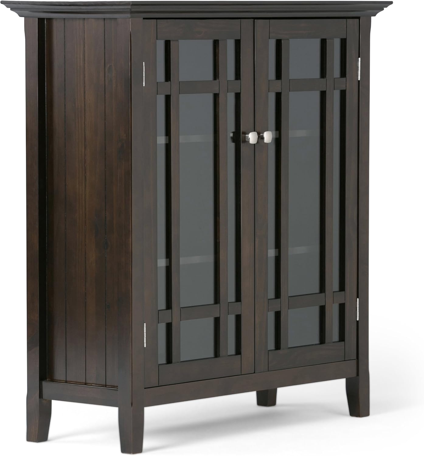 SIMPLIHOME Bedford Storage Cabinet - 39 inch Wide Solid Wood Medium Cabinet in Dark Tobacco Brown