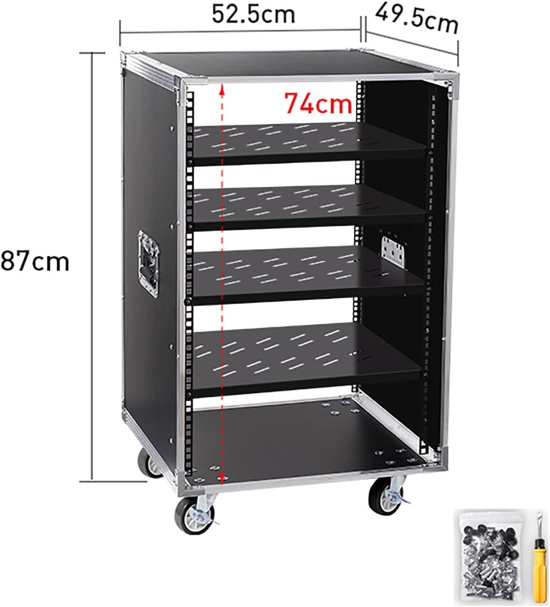 HONGKEFIT Rolling Network Rack PortableNetwork Rack Open Frame Server Rack Stereo Studio Rack