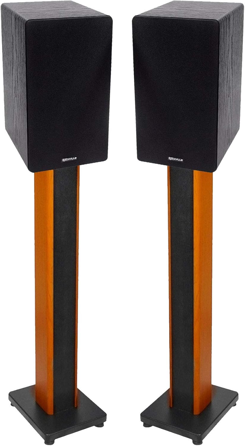 Rockville RockShelf 68B Bundle: Pair 6.5 in Black Home Bookshelf Speakers 50W RMS / 200W Peak Each