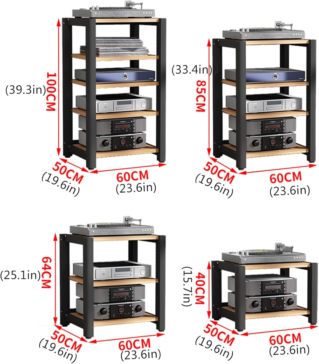 Stereo Rack Cabinet for Audio and Media Storage - AV Media Stand for Stereo Systems and Components