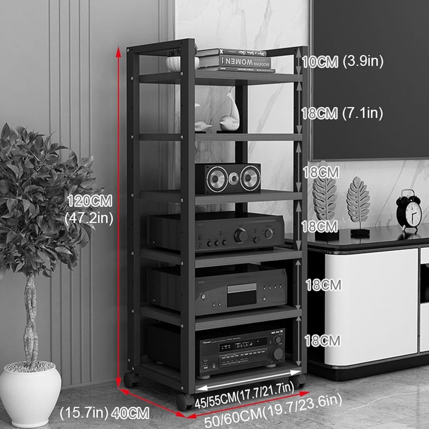 6-Tier Multi-Function Media Storage Cabinet