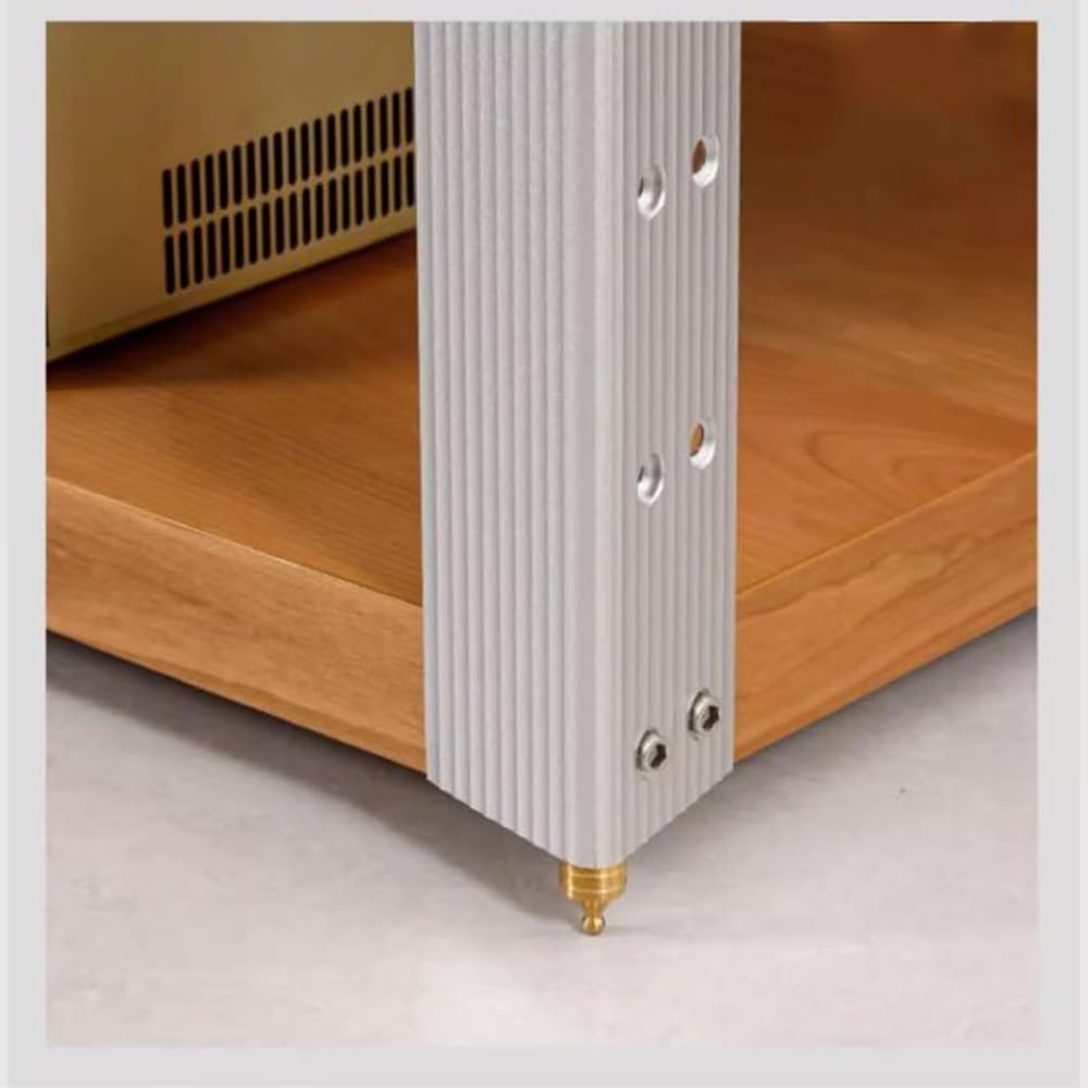 KGPGNYMYHA 4 Tier Audio Video Media Stand Adjustable Shelves Audio Rack Media Storage Cabinet Stereo System Home Entertainment Components Cabinet(Brown