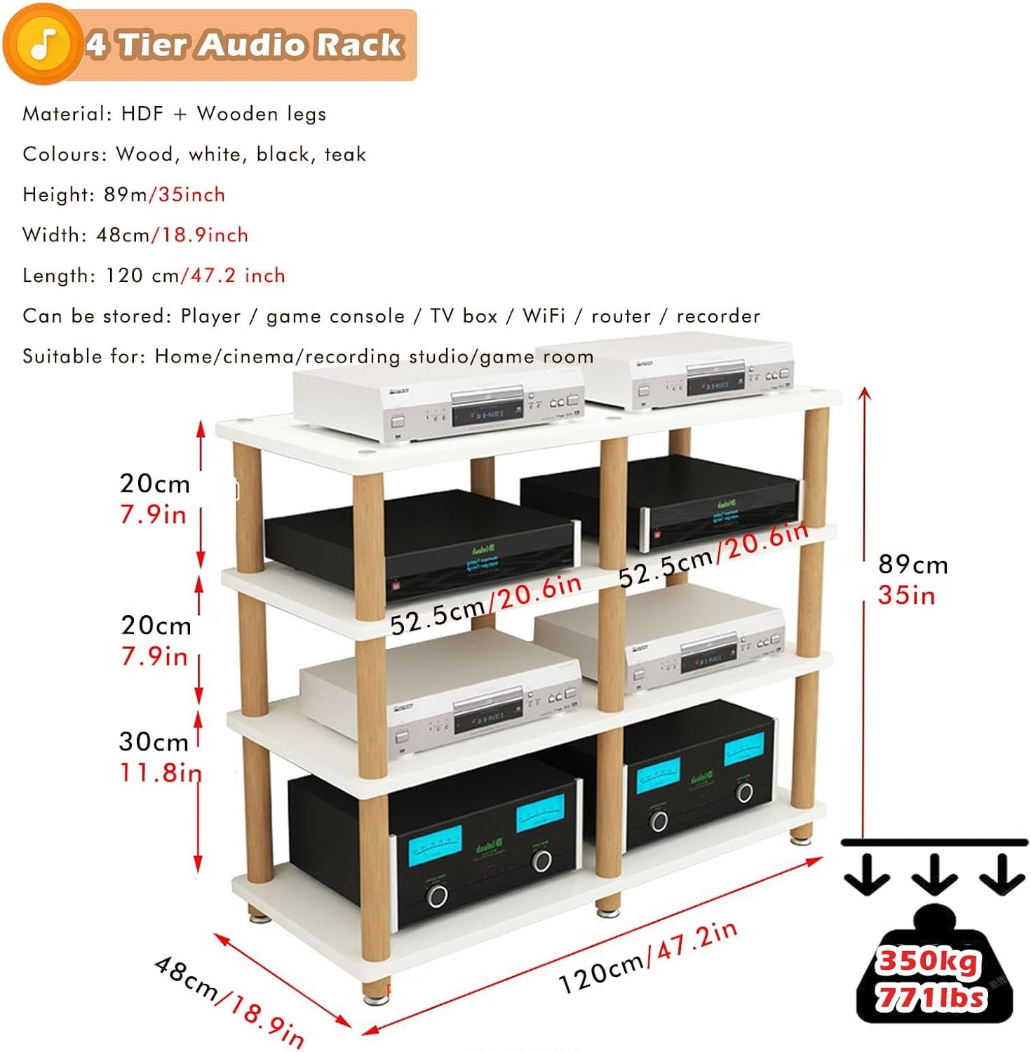 WLCGYD Heavy Duty Double-Wide Amplifier Rack Shelf