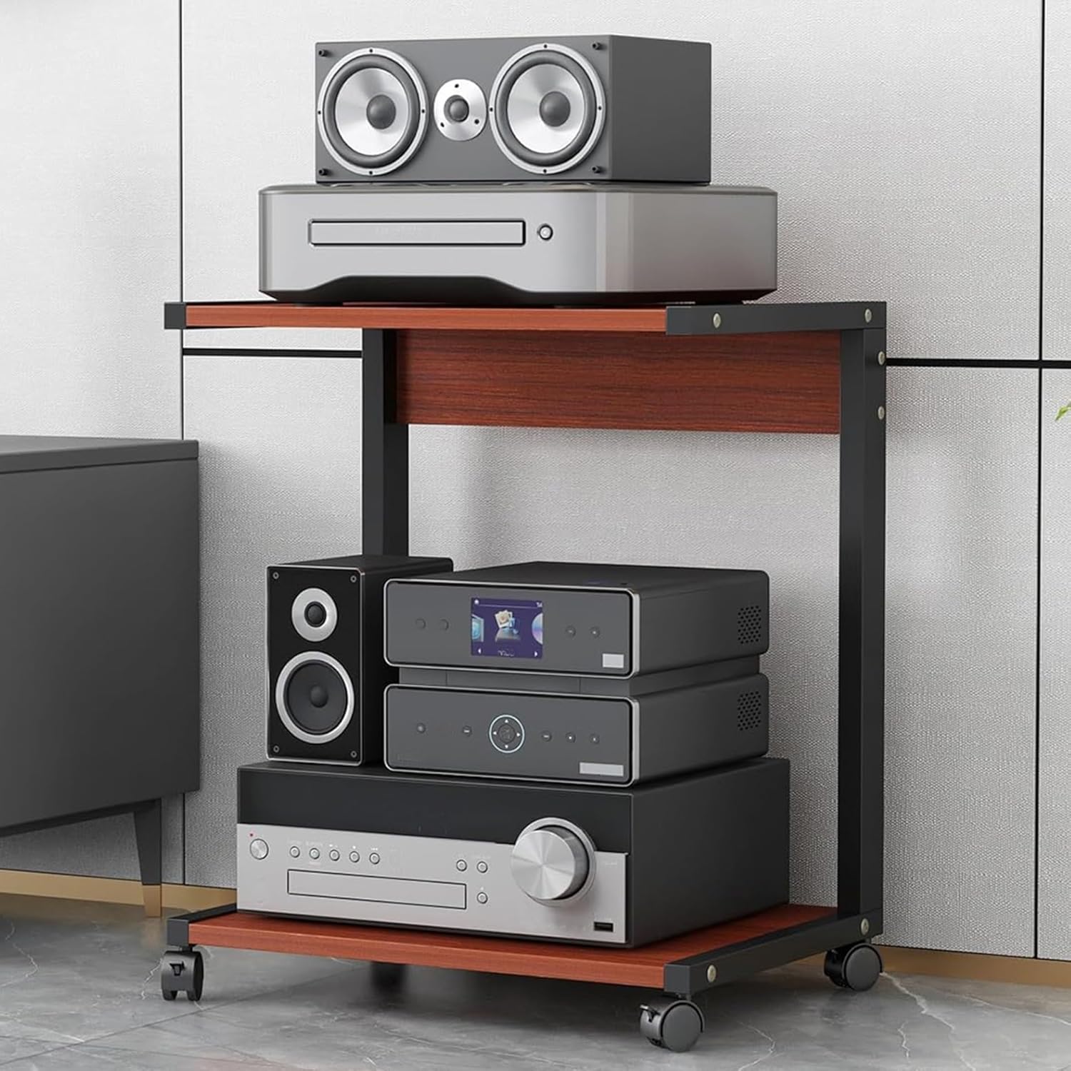 2-Tier AV Media Stand with Wheels