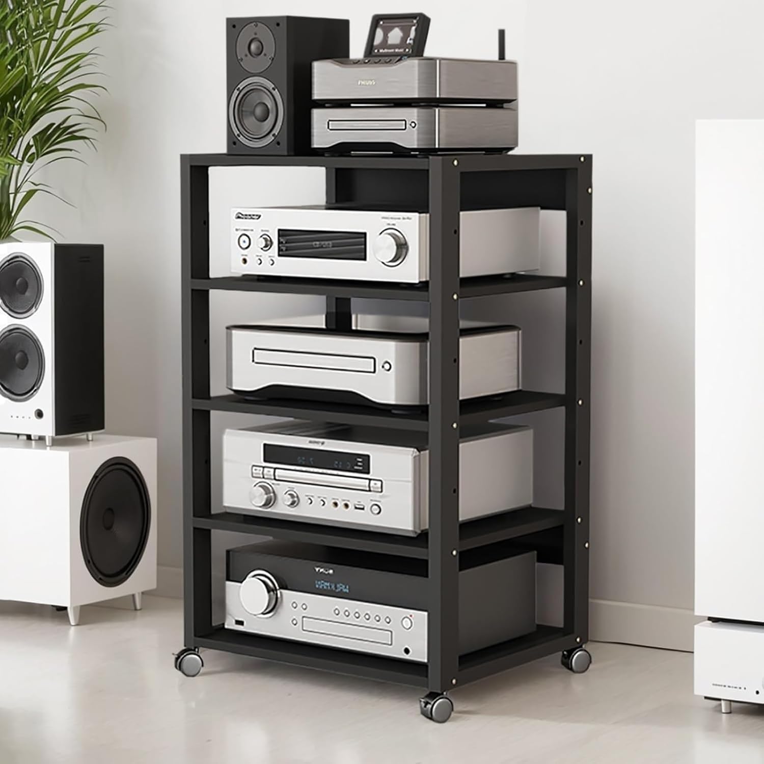 XingLi 3/4/5-Tier AV Media Stand/Video Component Cabinet Open Storage AV Cabinet