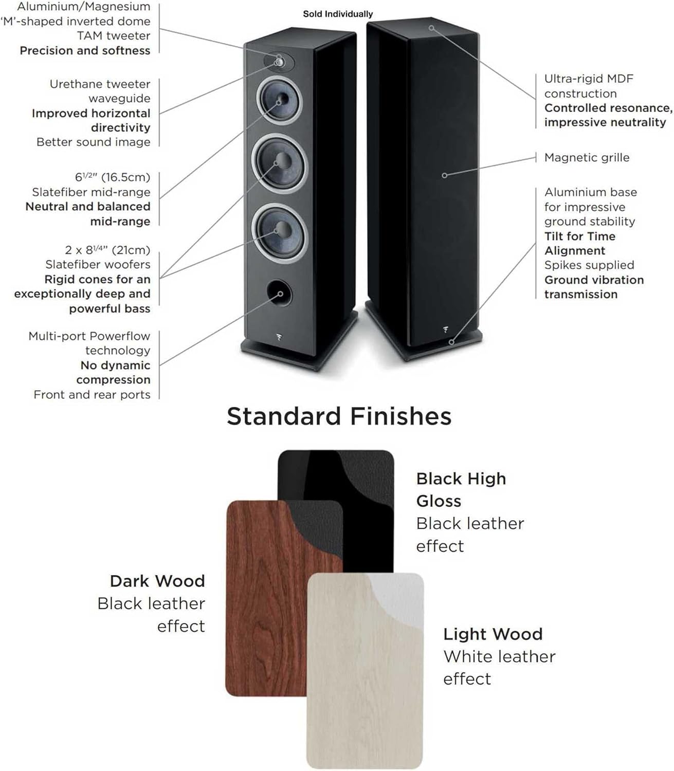 Focal Vestia No4 Ultimate 3-Way Floorstanding Loudspeaker Finished in Black - Sold Individually