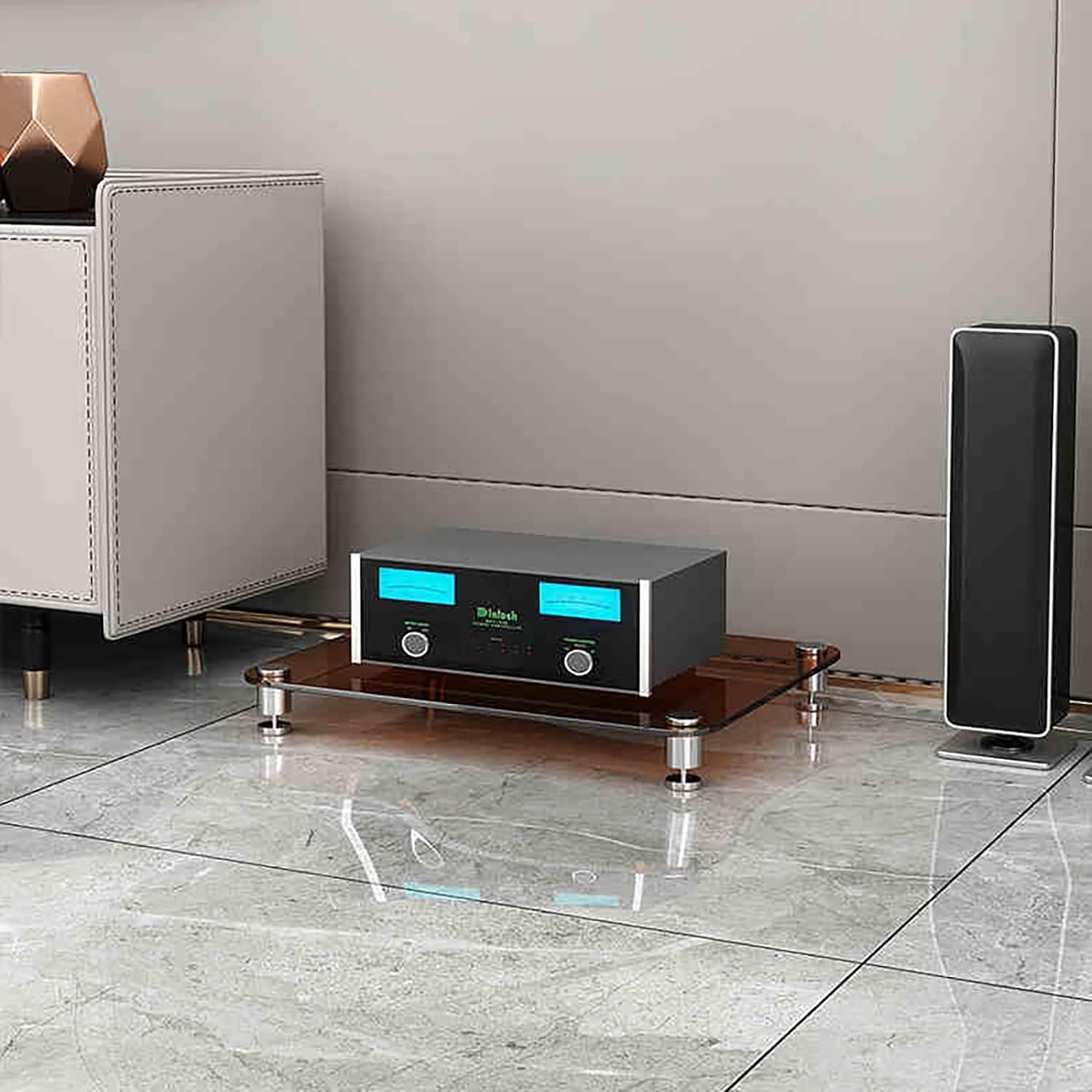 ZIHESY Stereo Rack AV Media Stand with 1/2/3/4-Tier Tempered Glass Shelves