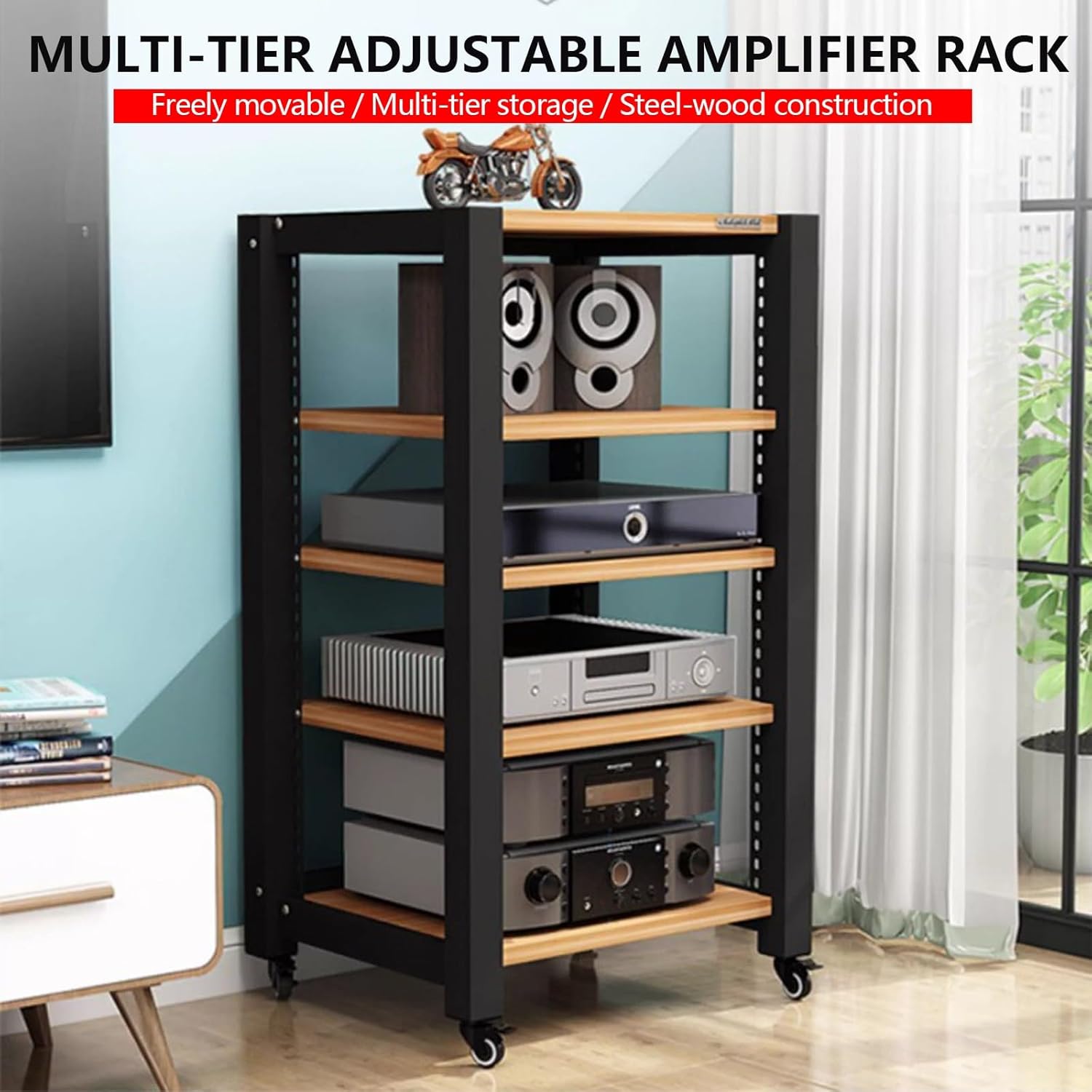 THNSAWX Media Stand with Adjustable Shelves