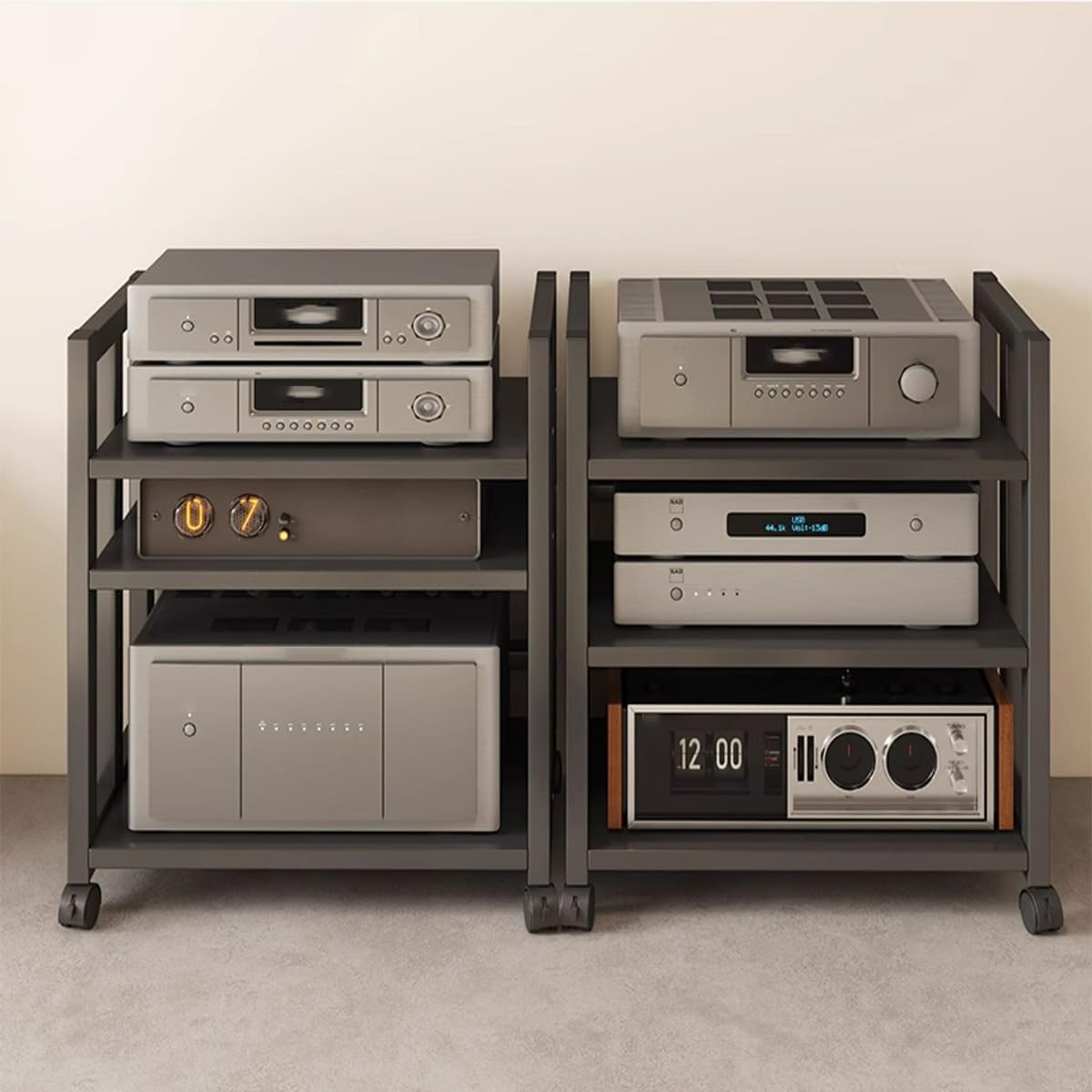 JDPYURV 3/4 Tier Audio-Video Media Stand with Adjustable Shelves