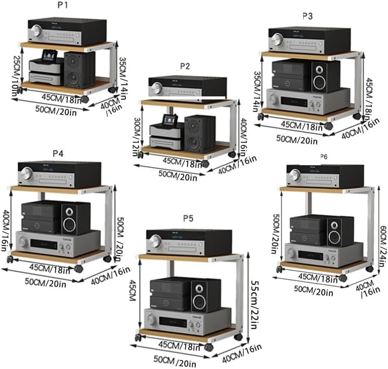 2-Tier AV Media Shelf - Stereo Audio Rack Stand for Game Consoles & CD Storage - Entertainment Organizer Cabinet - Easy Assembly (P1Yellow)