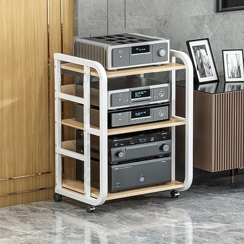 Movable AV Media Player Stand Corner Audio Tower Component Cabinet Stereo Cabinet Stand 3/4/5-Tier AV Media Cabinet Stand with Adjustable Shelf CD Player Stand