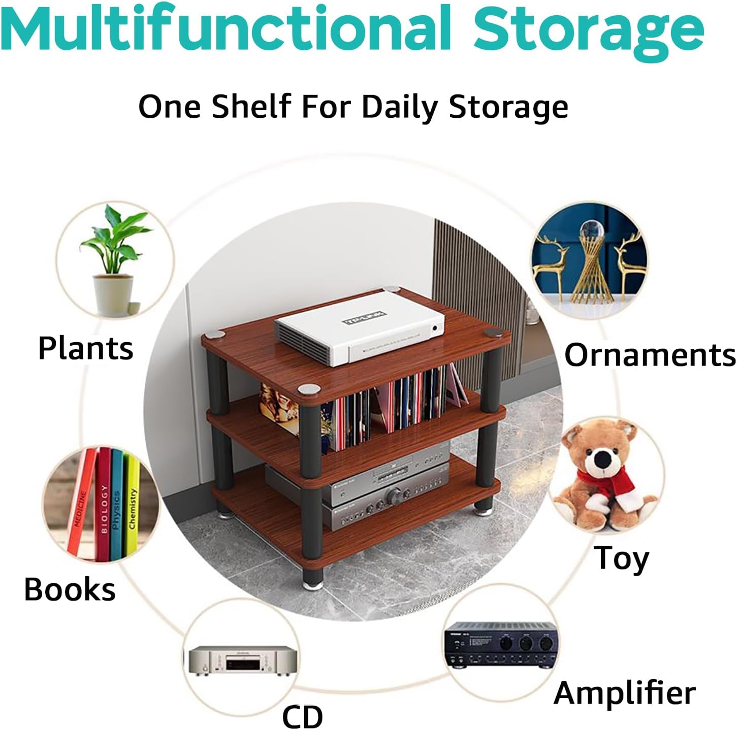 FZYUAN 1/2/3/4 Tier Audio Rack Tower AV Media Stand Media Audio Tower Cabinet Entertainment Stereo Racks Audio/Video Component Cabinet AV Equipment Cabinet Display Stand