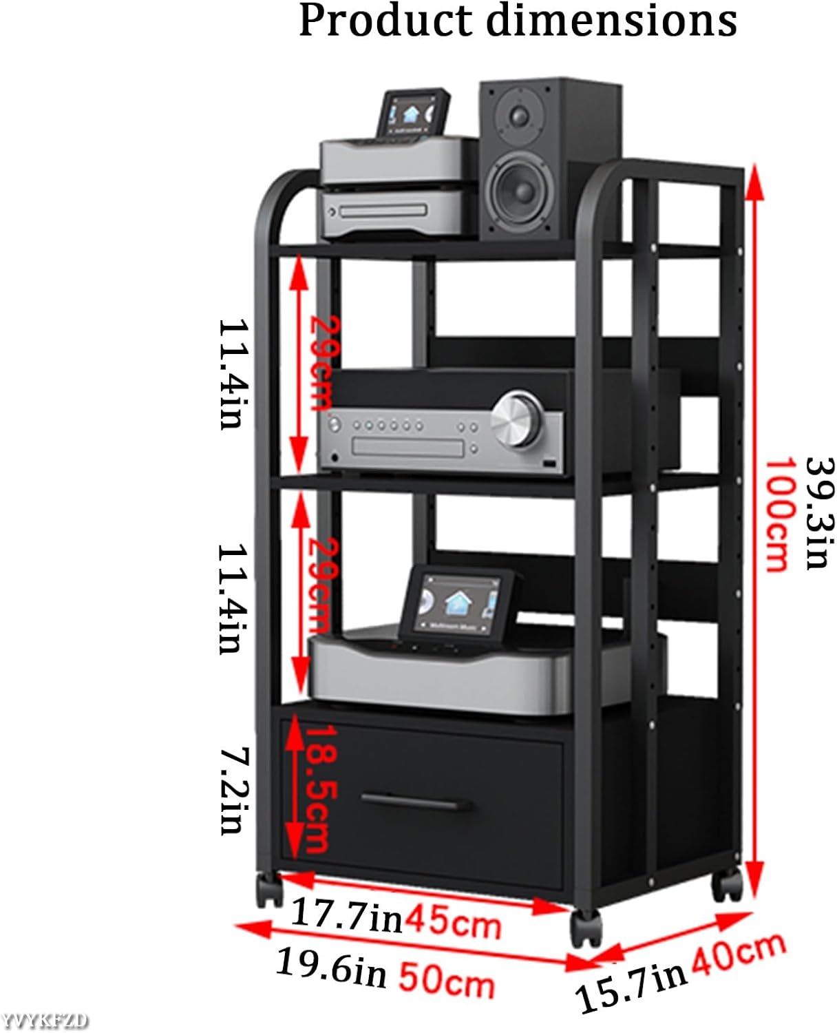 WUHUQN Media Stand 3/4-Tier AV Media Stand