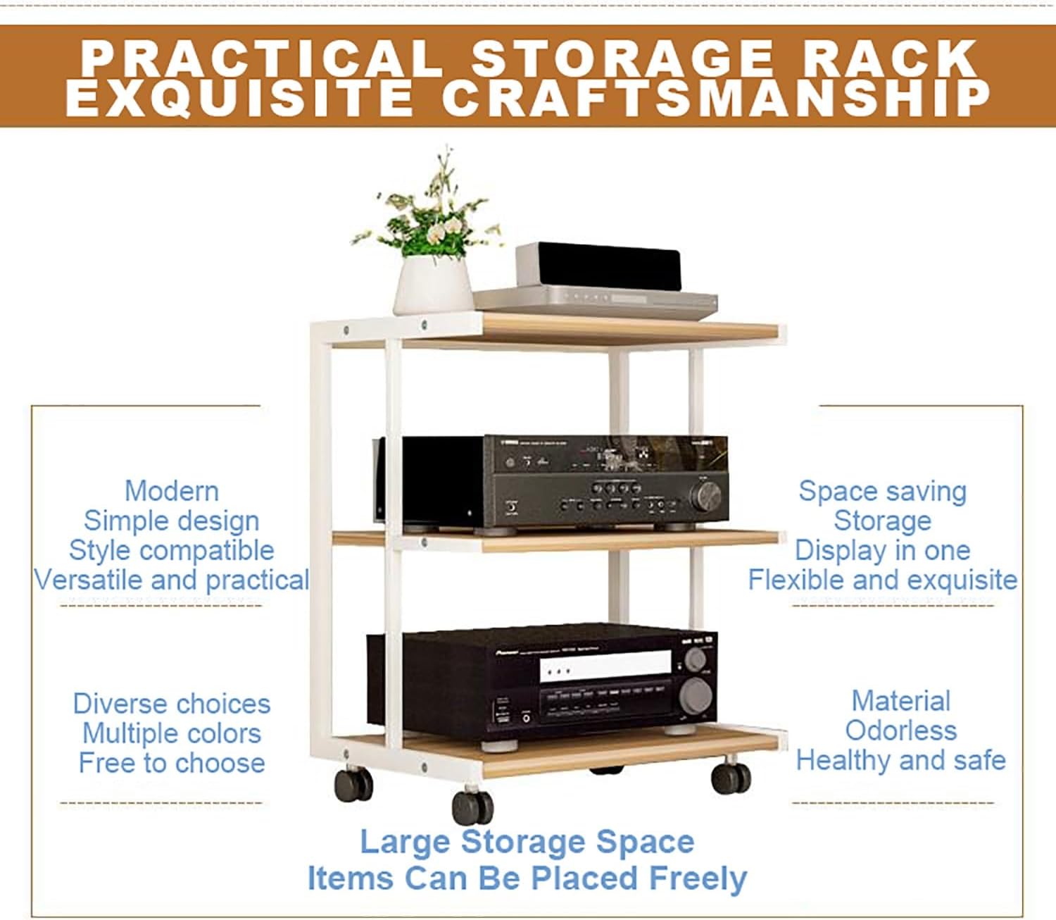 DLYZAYE Wooden Display Cabinet with Wheels