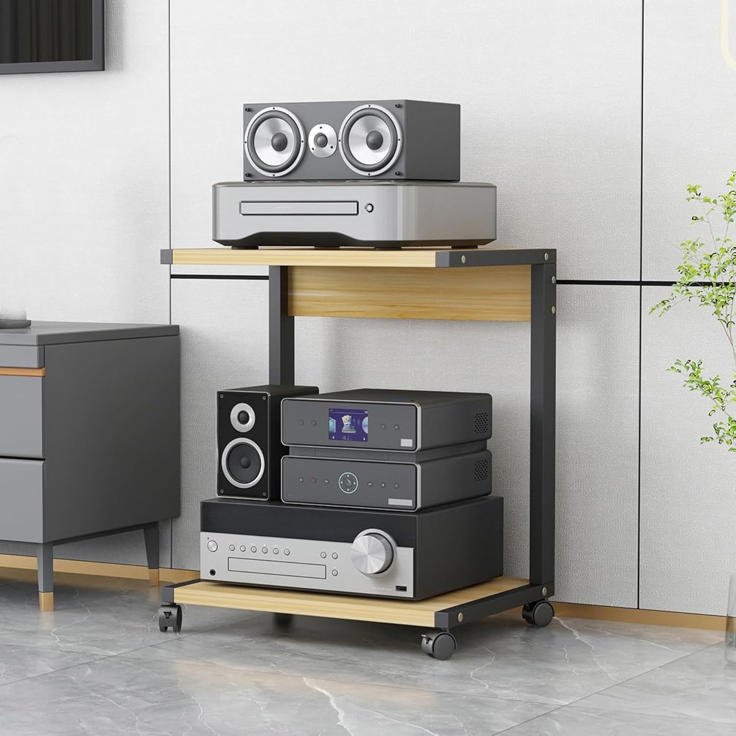 Modern AV Media Stand with Wheels