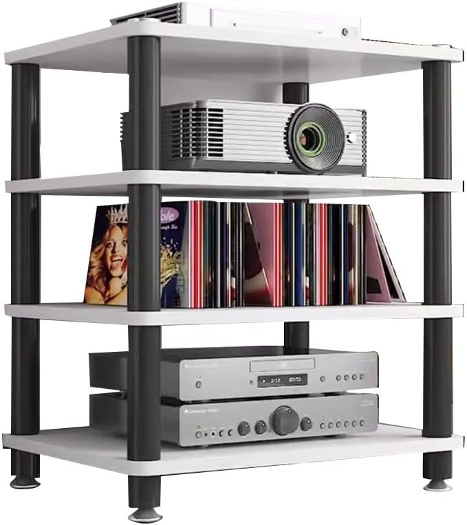 Modern 4-Tier Media Storage Cabinet Rack