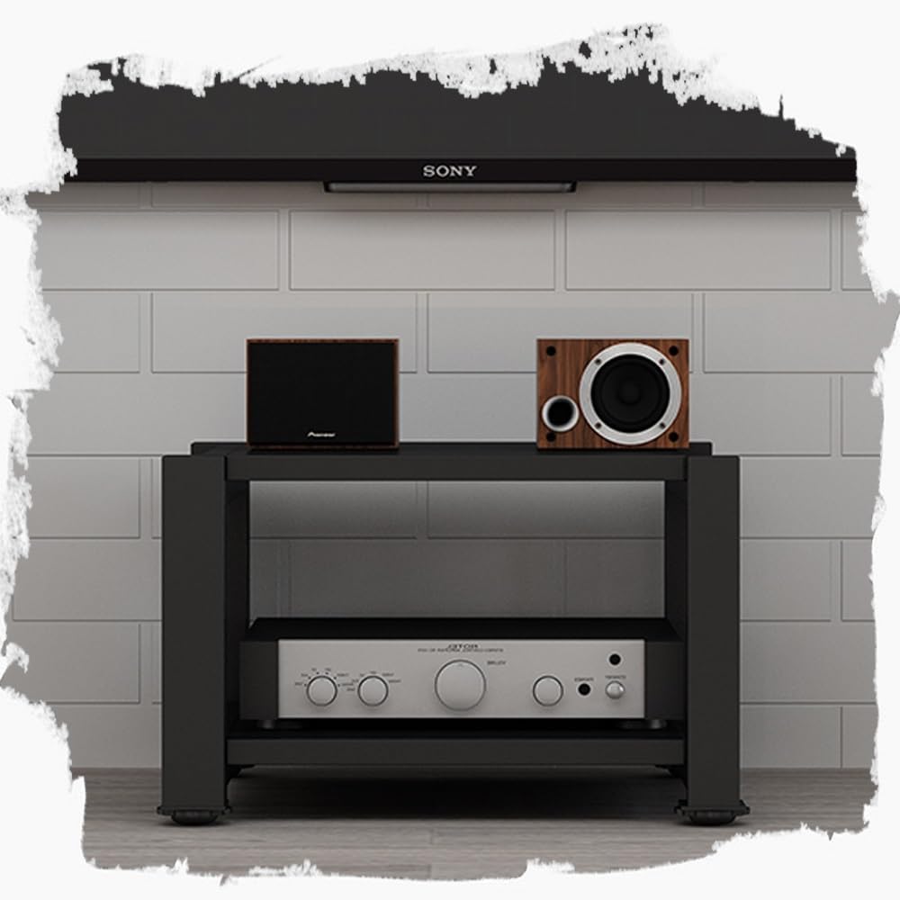 BERWDUXA HiFi Rack AV Shelf 2 3 4-Tier Game Console Stand Stereo Audio Video Cabinet Corner Media Storage Shelves Record Player Cabinet(Black