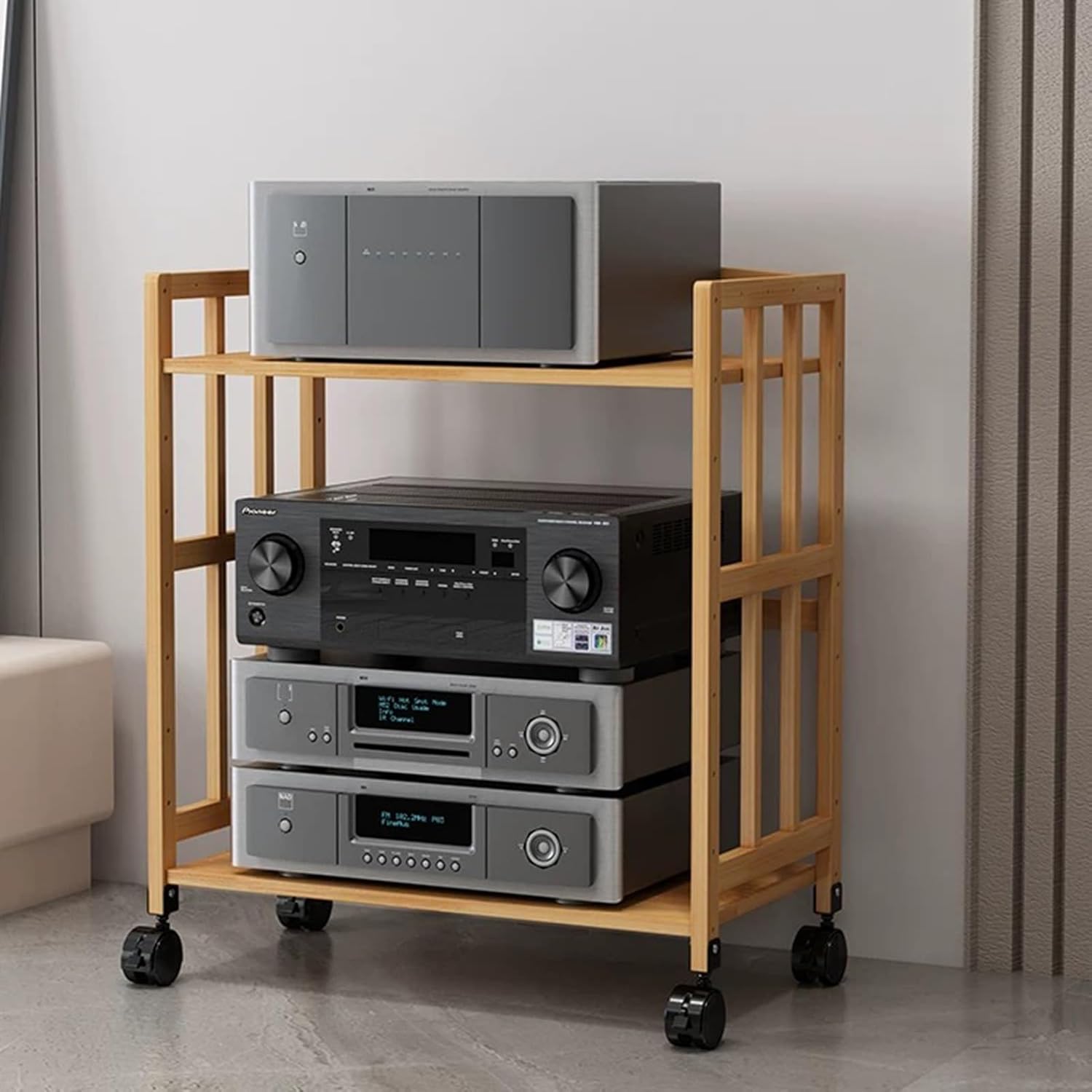QUANGJN 2-Tier Media Stand with Wheels