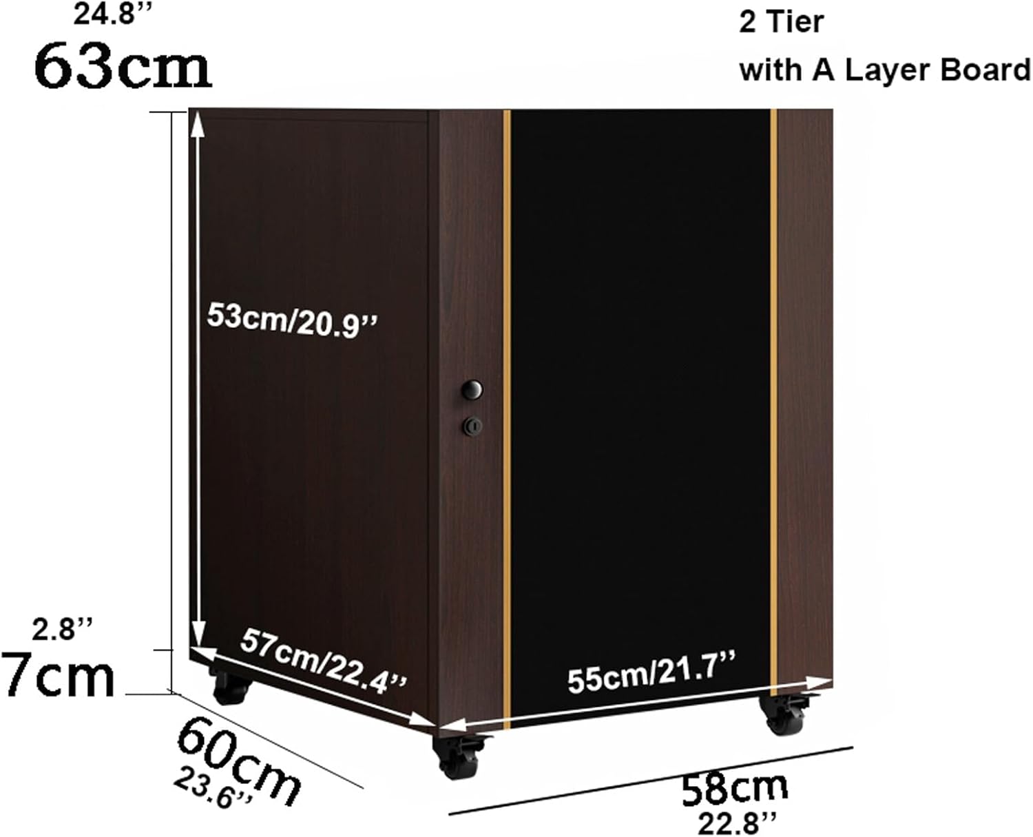 XMFBSY Medios Media Storage Cabinet with Adjustable Shelves and Cable Management Audio Video Media Stand with Wheels AV Cabinet for Recording Room Organizer(Walnut