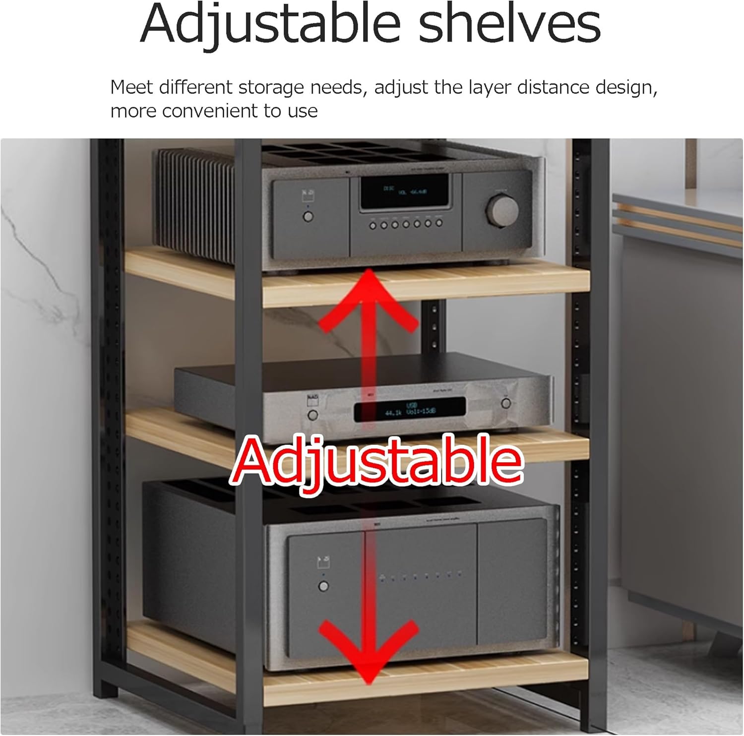 OVOGGPAN 3/4/5/6-Tier Open AV Media Cabinet Stand with Wheel Stereo Component Storage Cabinet Audio-video shelving for Living Room/Bedroom/Farmhouse Standing(White