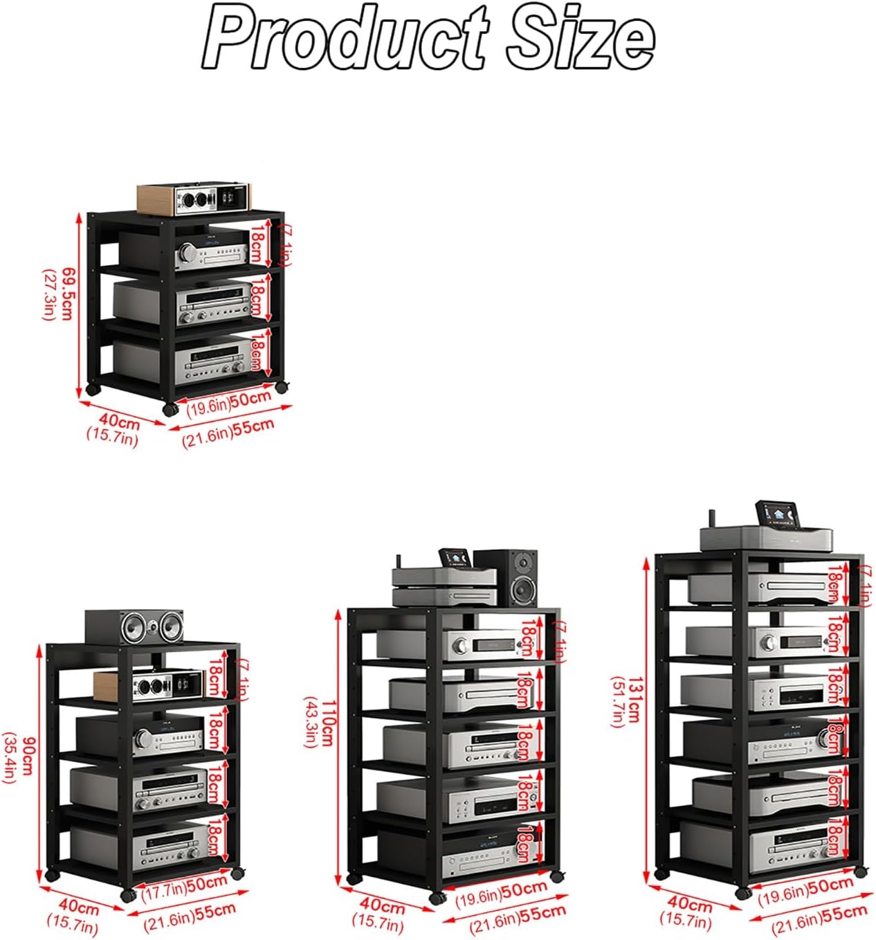 6-Tier Adjustable Audio Rack