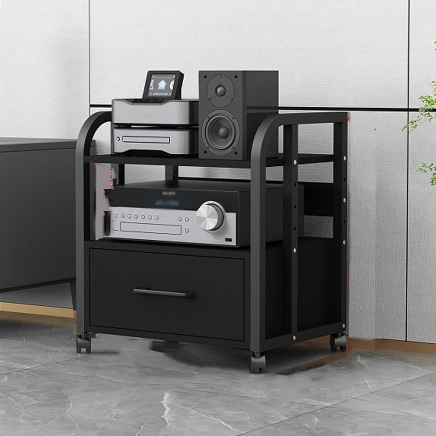 Movable Audio Rack with Drawer