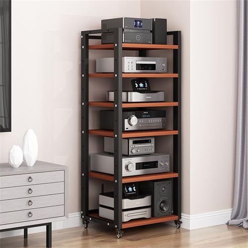 Stereo Stand Audio Rack Audio-Video Shelving Record Player Stand AV Media Stand Stereo Cabinet with Wheels