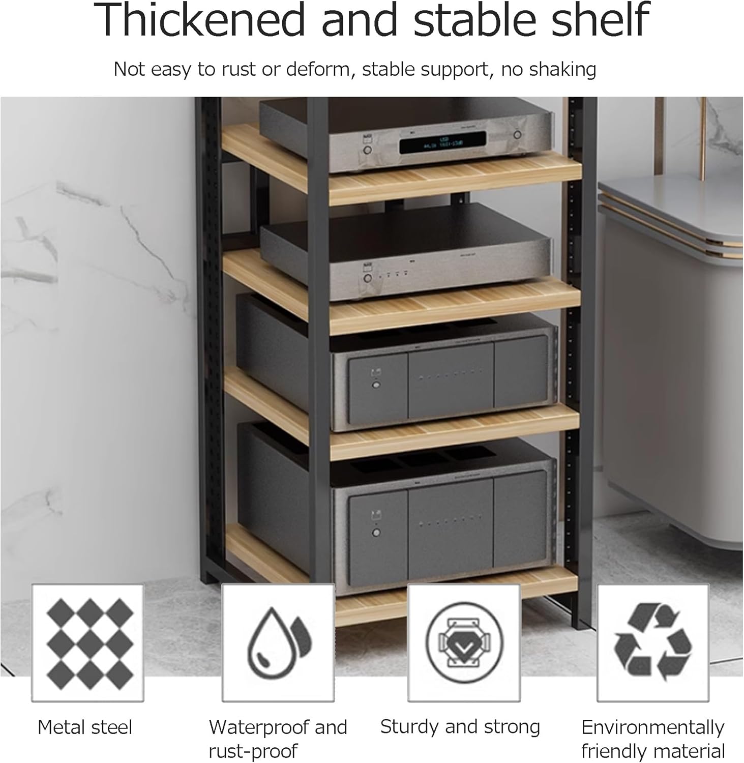 OVOGGPAN 3/4/5/6-Tier Open AV Media Cabinet Stand with Wheel Stereo Component Storage Cabinet Audio-video shelving for Living Room/Bedroom/Farmhouse Standing(White