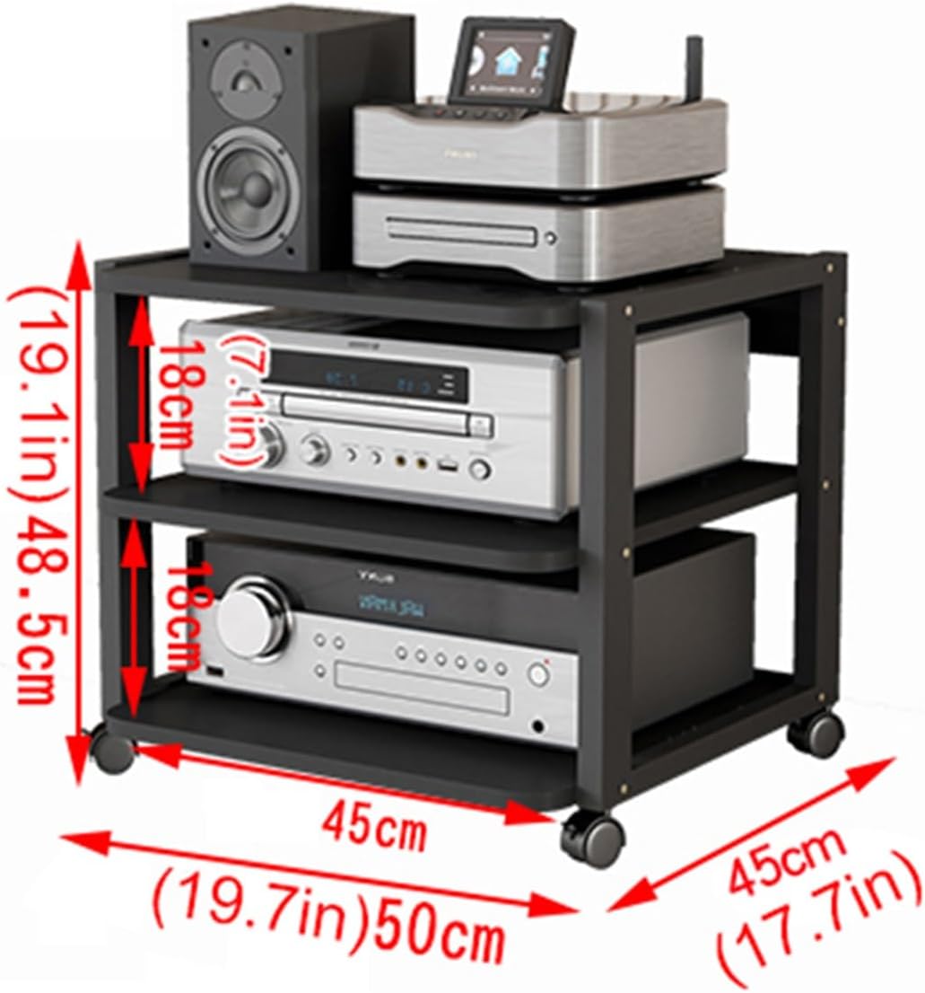 3-Tier AV Media Players Stand Movable Wooden Shelves Corner TV Stand Amplifier Rack Audio Stand Stereo Component Cabinet Multi-Function Open Storage Shelf for Home/Office/Theater (Color : C)