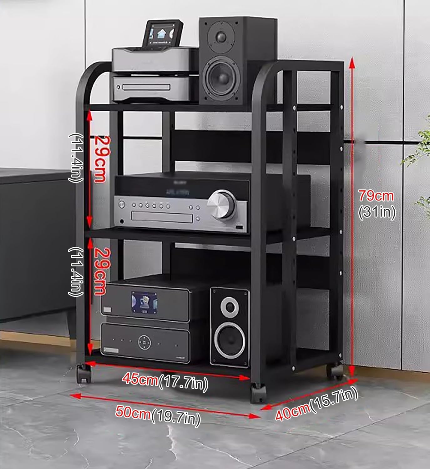 Floor Stereo Racks And Stands On Wheels- 79/100cm Tall