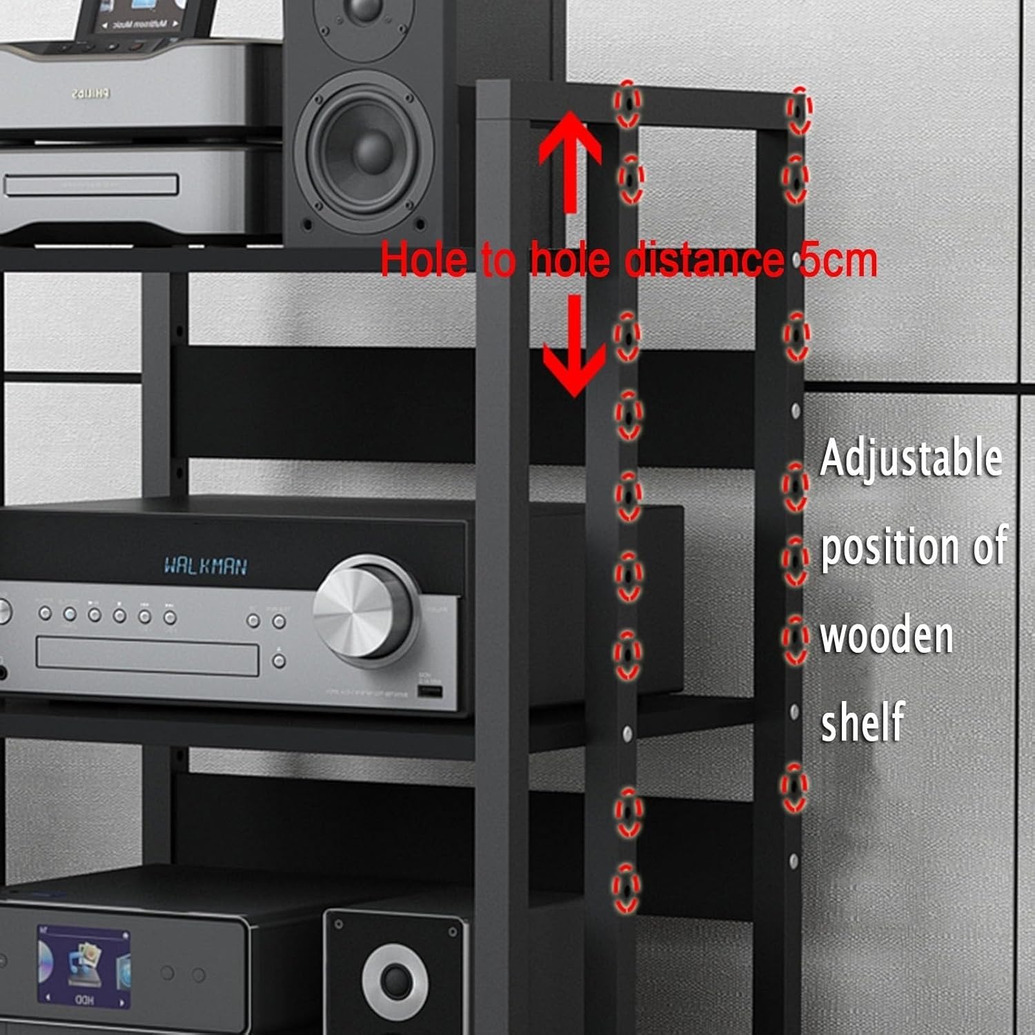 Movable Audio Rack with Drawer